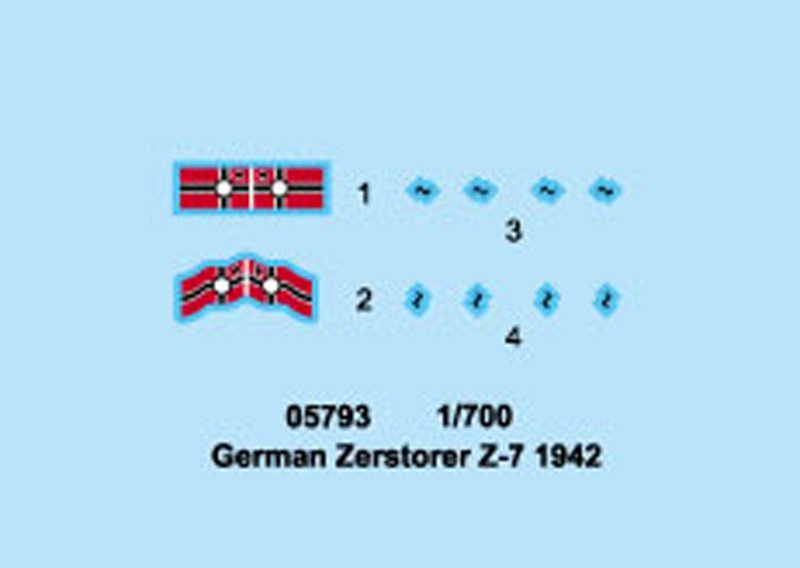 Trumpeter 05793 German Zerstorser Z-7 1942 1/700 – immagine 4