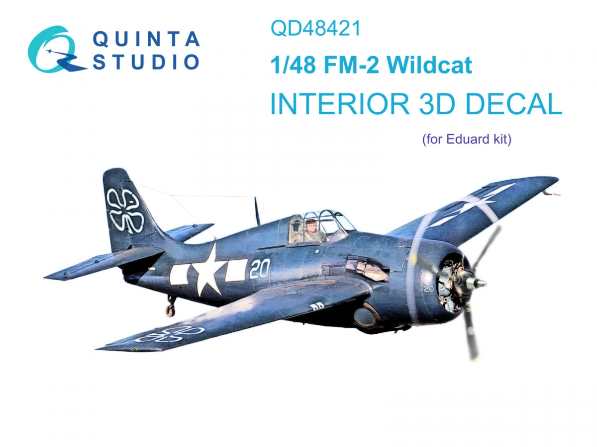 Quinta Studio QD48421 FM-2 Wildcat 3D-Printed &amp;amp; coloured Interior on decal paper (Eduard) 1/48