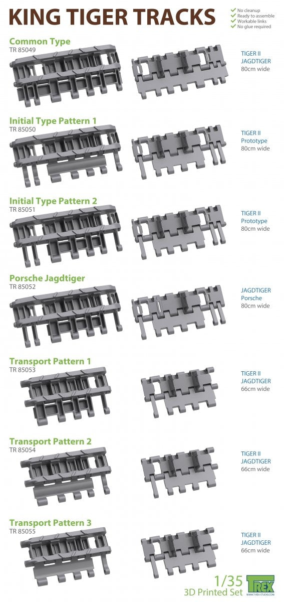 T-Rex Studio TR85049 King Tiger Tracks Common Type 1/35 – immagine 6