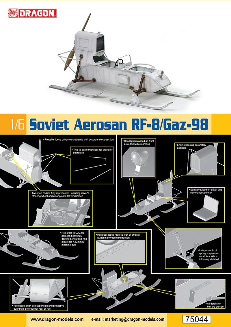 Dragon 75044 Soviet Aerosan Rf-8/Gaz-98 1/6 – immagine 2
