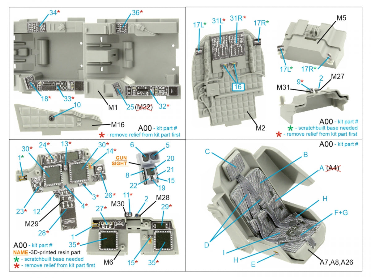 Quinta Studio QD+35106 AH-64D 3D-Printed &amp;amp; coloured Interior on decal paper (Takom) (with 3D-printed resin parts) 1/35 – zdjęcie 2
