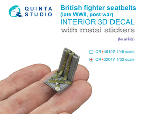 Quinta Studio QR+32047 British Fighter Seatbelts (late WWII, post-war) (with metal buckles) (All kits) 1/32