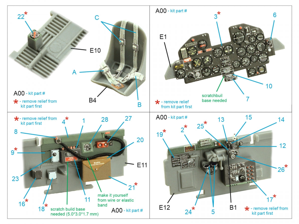Quinta Studio QD48336 P-47D Thunderbolt Razorback 3D-Printed &amp;amp; coloured Interior on decal paper (Tamiya) 1/48 – immagine 2