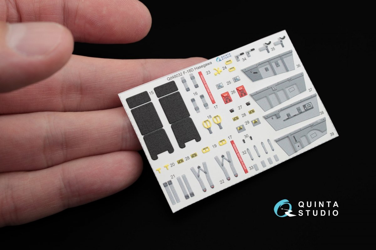 Quinta Studio QD48032 F-16D 3D-Printed &amp;amp; coloured Interior on decal paper (for Hasegawa kit) 1/48 – immagine 5