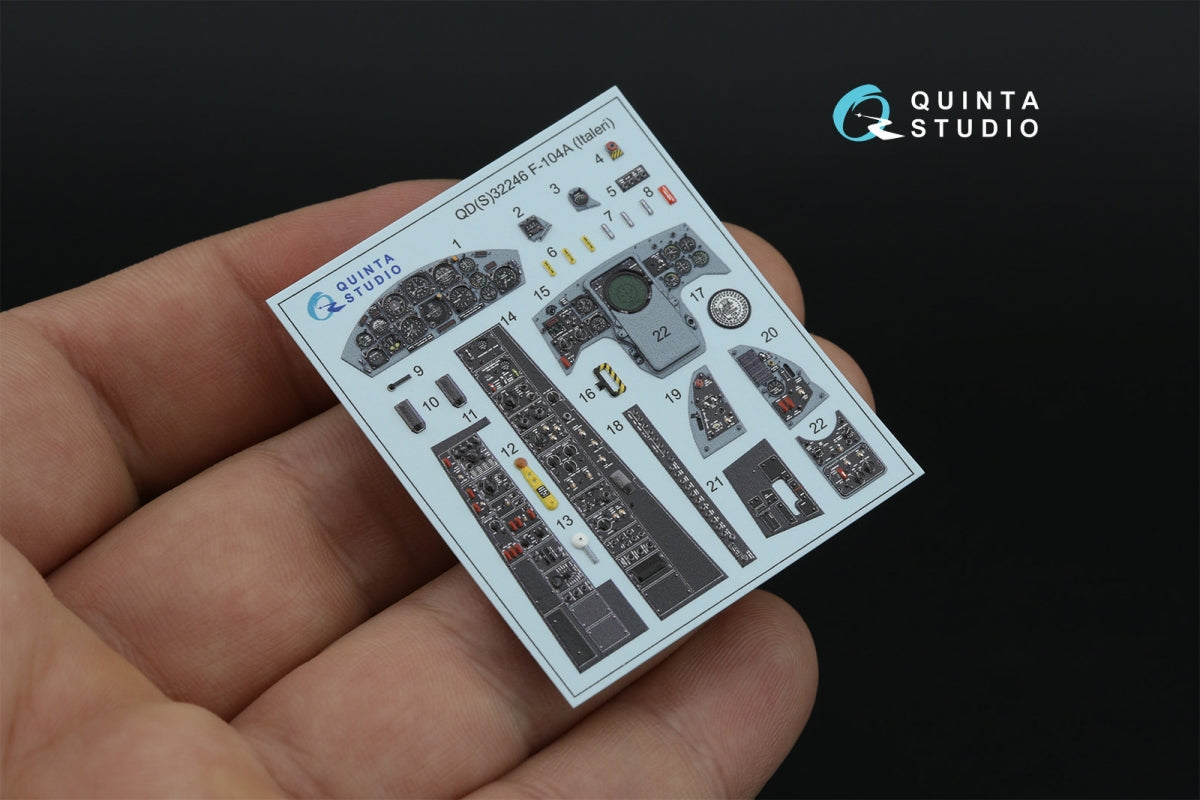 Quinta Studio QDS-32246 F-104A 3D-Printed &amp;amp; coloured Interior on decal paper (Italeri) (Small version) 1/32 – immagine 5