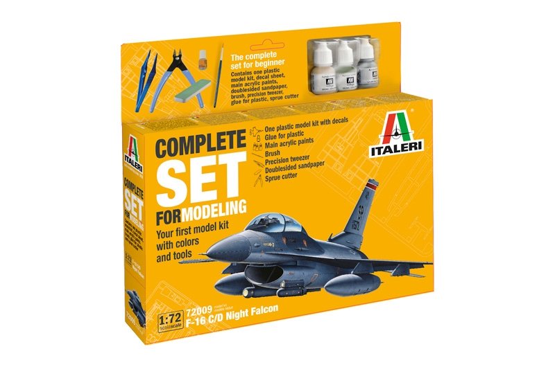 Italeri 72009 F-16 C/D Night Falcon - Kit complet pour maquettes à l&amp;#39;échelle 1/72