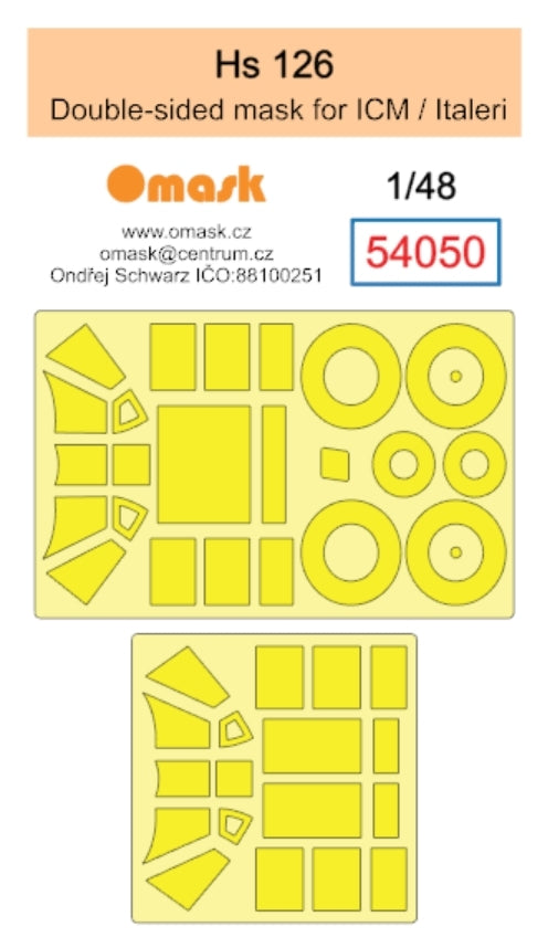 Masque double face Omask 54050 Hs 126 (pour ICM / Italeri) 1/48