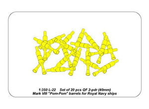 Aber 350L-22 Set of 20 pcs QF 2-pdr 40 mm Mk.VIII Pom Pom barrels for Royal Navy ships 1/350 – zdjęcie 6