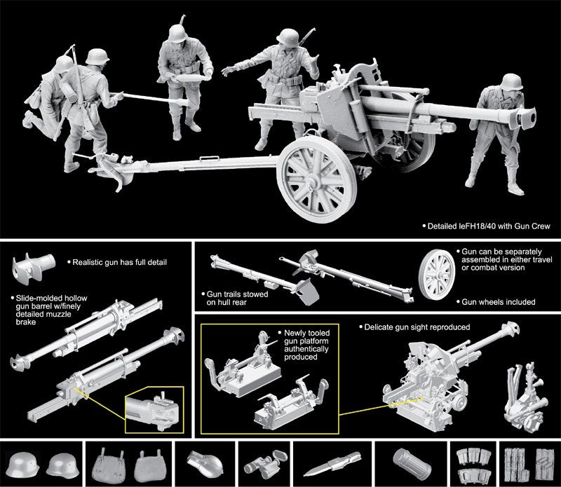 Dragon 6795 10.5cm leFH 18/40 w/Gun Crew 1/35 – imagen 2