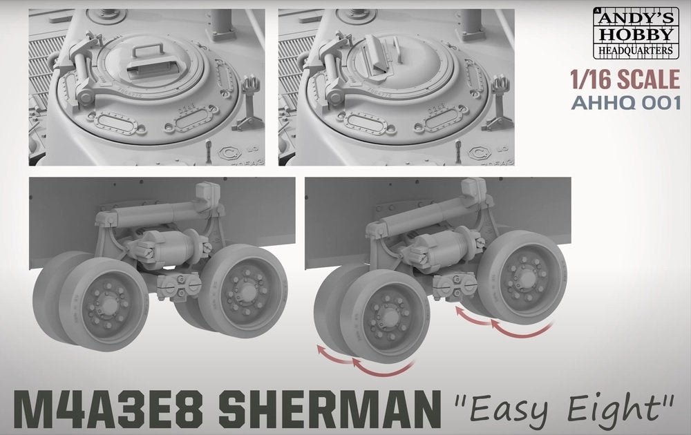 Andy&amp;#39;s Hobby Headquarters AHHQ-001 M4A3E8 Sherman &amp;quot;Easy Eight&amp;quot; 1/16 – immagine 4