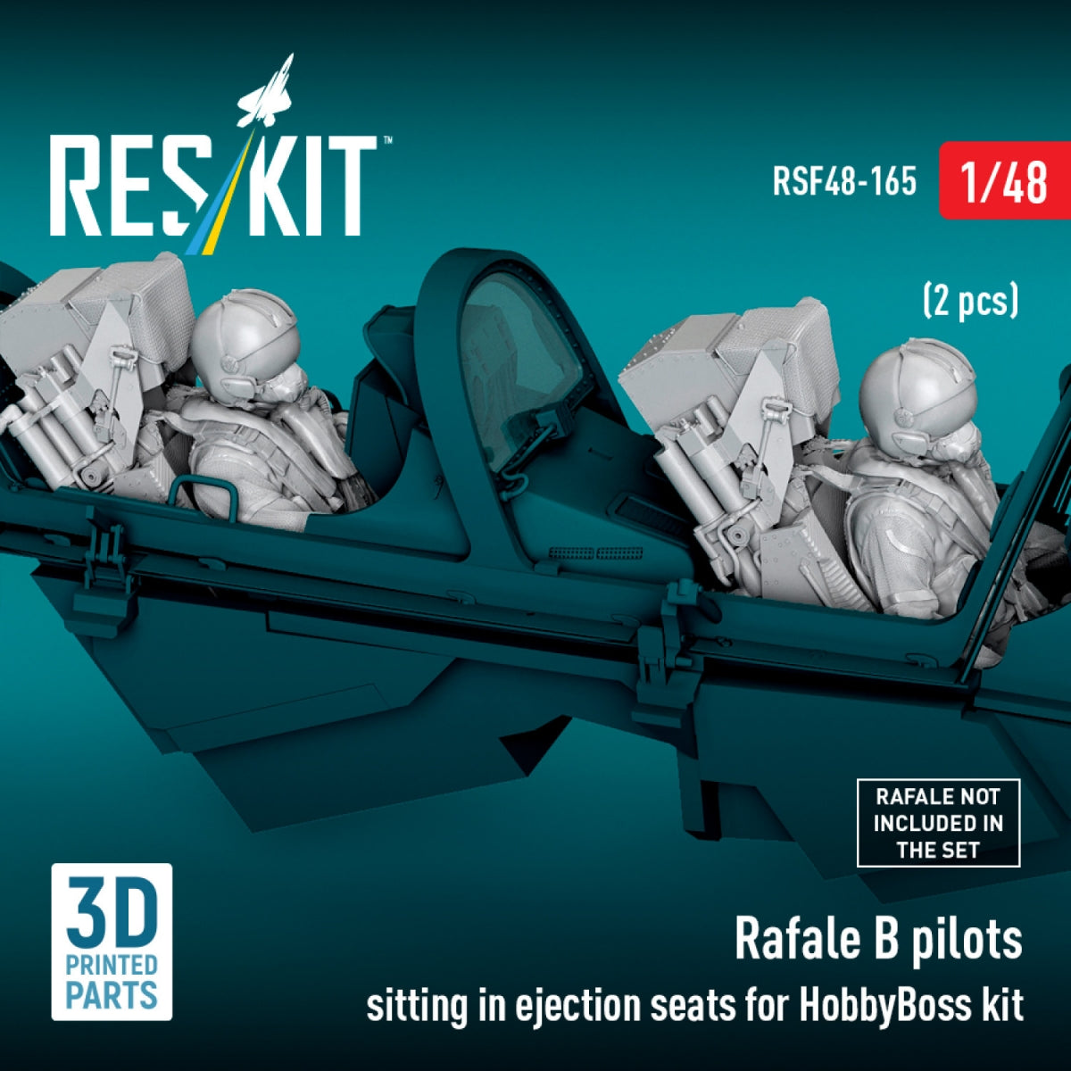 RESKIT RSF48-0165 Rafale B pilots sitting in ejection seats for HobbyBoss kit (2 pcs) (3D Printed) 1/48