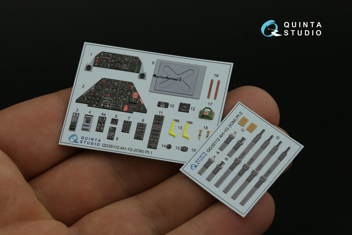 Quinta Studio QD35112 AH-1G Cobra 3D-Printed &amp;amp; coloured Interior on decal paper (ICM) 1/35 – immagine 6