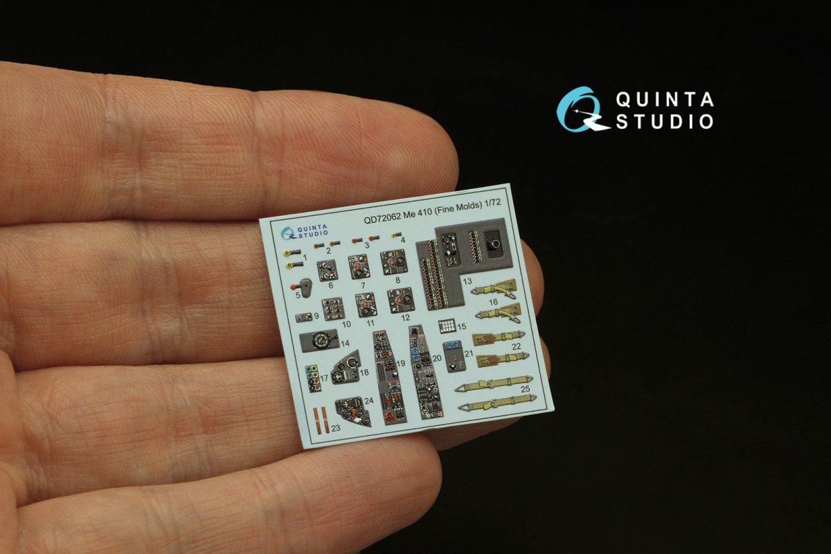 Quinta Studio QD72062 Me 410 3D-Printed &amp;amp; coloured Interior on decal paper (Fine Molds) 1/72 – immagine 3