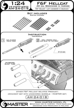 Master AM-24-019 F6F Hellcat - uzbrojenie typ późny (km-y Browning .50 cal z osłoniętą chłodnicą) 1/24 – immagine 5