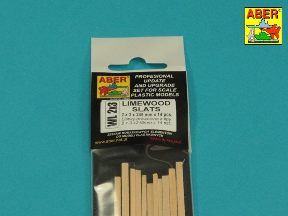 Aber WL2X3 Lattes en bois de tilleul 2x3x245mm x 14pcs