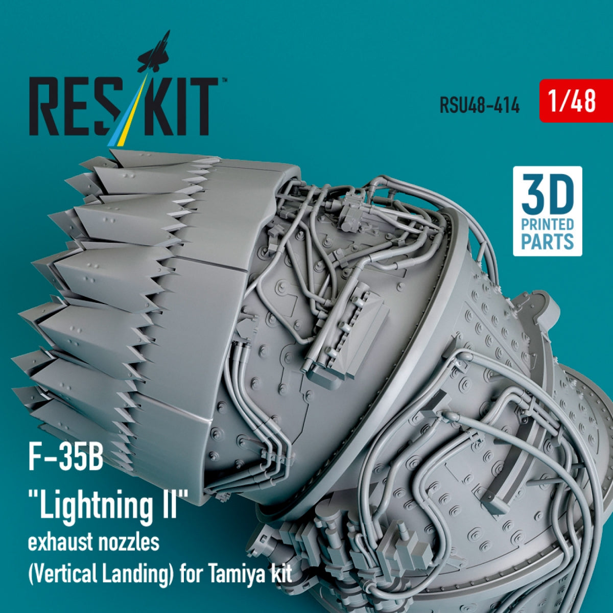 RESKIT RSU48-0414 F-35B &amp;quot;Lightning II&amp;quot; exhaust nozzles (Vertical Landing) for Tamiya kit (3D printed) 1/48 – immagine 3