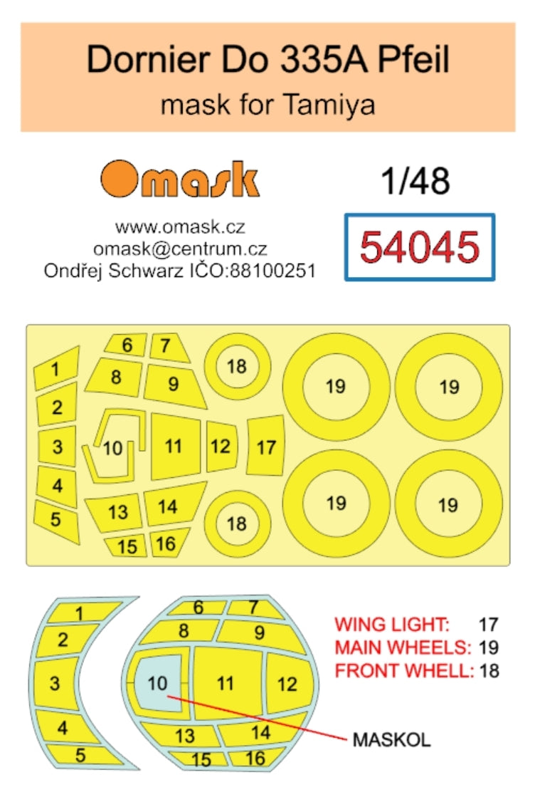 Omask 54045 Dornier Do 335A Pfeil mask (for Tamiya) 1/48 – Bild 2