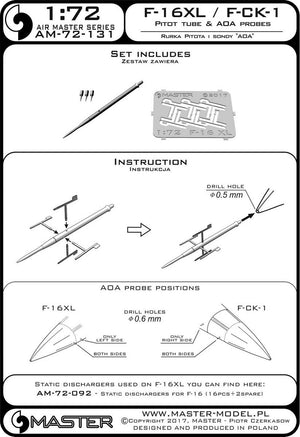 Master AM-72-131 F-16XL / F-CK-1 Prototypes Pitot tube &amp;amp; AOA Probes 1/72 – Bild 4