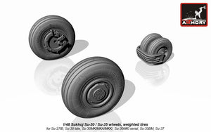 Armory Models AW48024 Sukhoj Su-30 / Su-35 wheels, weighted tires, front mudguard 1/48 – immagine 5