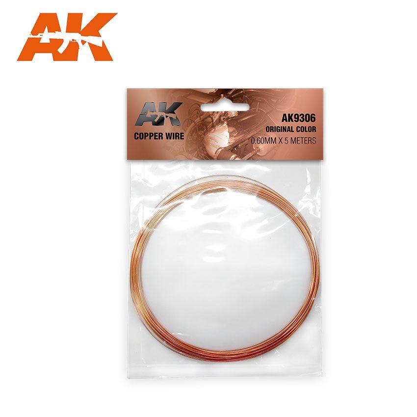 Fil de cuivre AK Interactive AK9306, diamètre 0,60 mm x 5 mètres. Couleur d&amp;#39;origine.