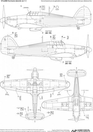 HobbyDecal ST48008V1 Hurricane stencils ver 1 1/48 – imagen 2