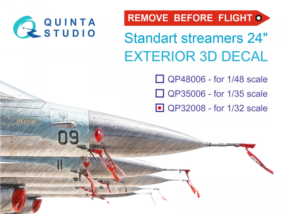 Quinta Studio QP32008 Remove Before Flight standard external streamer 24, 20 Pcs 1/32