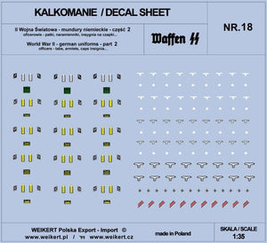 Weikert Decals DEC218 German uniforms - tabs, shoulder boards, cap insignia - WAFFEN SS - ver.2 - vol.18 1/35