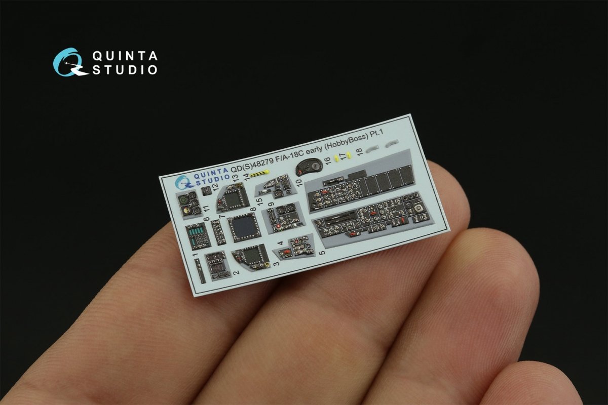 Quinta Studio QD48279 F/A-18C early 3D-Printed &amp;amp; coloured Interior on decal paper (HobbyBoss) 1/48 – immagine 5