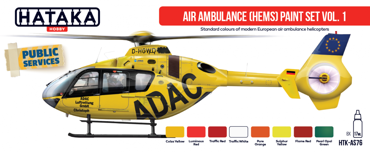 Hataka HTK-AS76 Air Ambulance (HEMS) paint set vol. 1 8x17ml – zdjęcie 2
