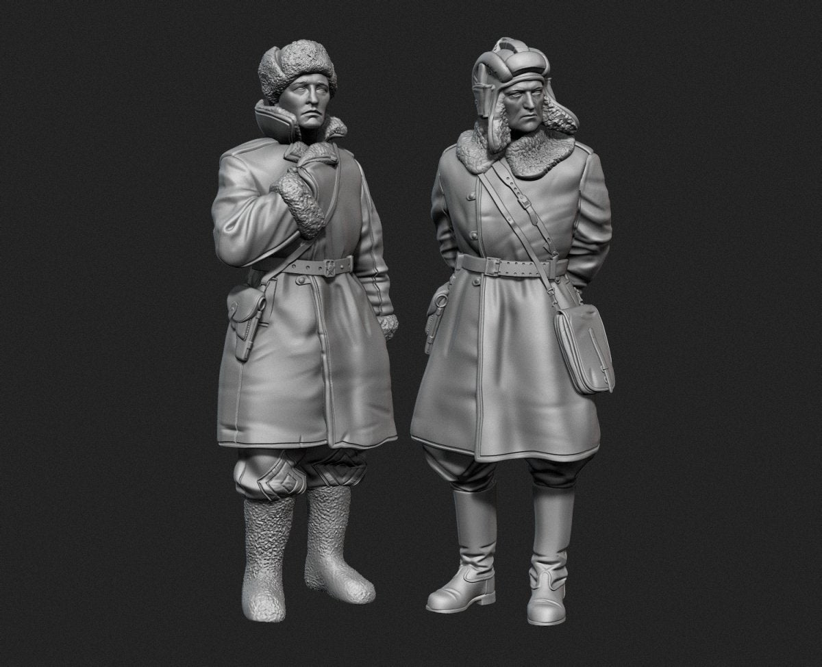 Panzer Art FI35-130 Soviet tank officers in sheepskin coat set 1/35 – immagine 3