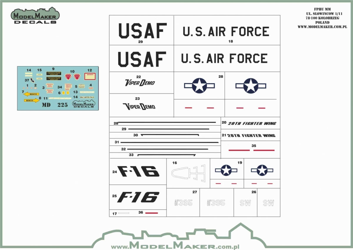 ModelMaker Decals MD48225 USAF F-16C Viper Demo 2024 50 Years of F-16 MASKS SETMD48225 USAF F-16C Viper Demo 2024 50 Years of F-16 MASKS SET 1/48 – imagen 2
