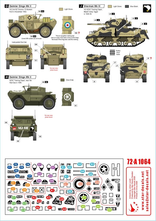 Star Decals 72-A1064 ANZAC # 1 New Zealand and Australian tanks and AFVs in Africa and Middle East WW2. 1/72 – immagine 2