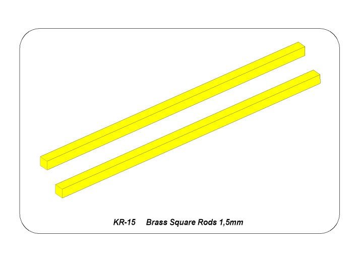 Aber KR-15 Kwadratowe pręty mosiężne 1,5 mm długość 245mm x 2 szt. / Brass square rods 1,5 mm length 245mm x2 pcs. – immagine 5