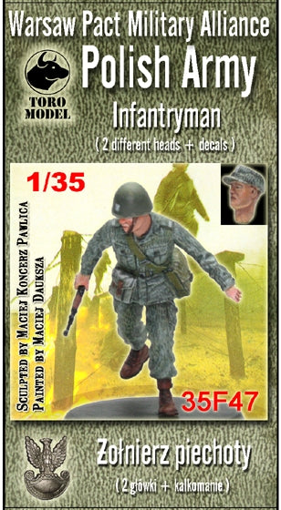 Toro 35F47 Układ Warszawski - Wojsko Polskie Żołnierz piechoty Figurka wraz z kalkomanią Zestaw zawiera dwie głowy 1/35