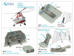 Quinta Studio QD48322 Mi-4 3D-Printed &amp;amp; coloured Interior on decal paper (Trumpeter) 1/48 – immagine 2