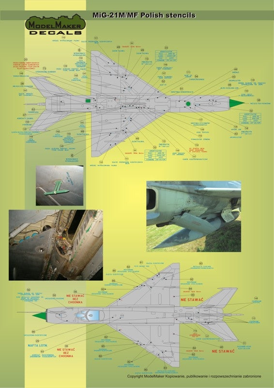 ModelMaker Decals D48020 MiG-21PFM/M/MF/bis/UM Polish stencils 1/48 – image 3