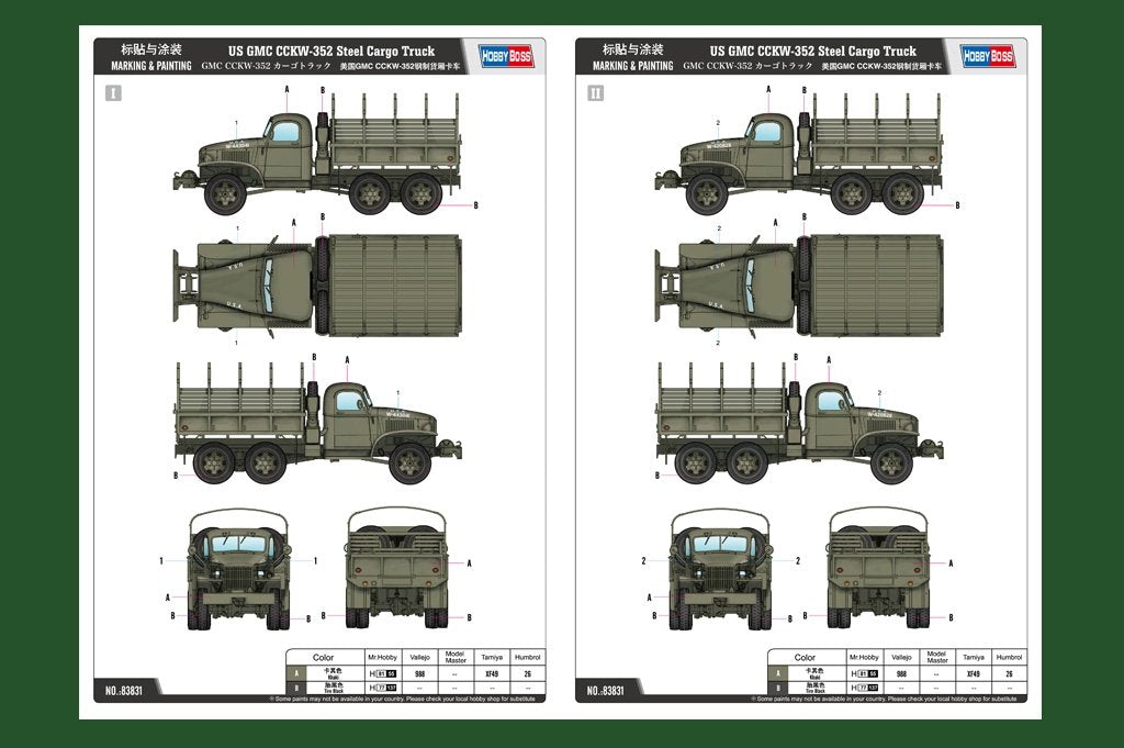 Hobby Boss 83831 US GMC CCKW-352 Steel Cargo Truck 1/35 – immagine 2