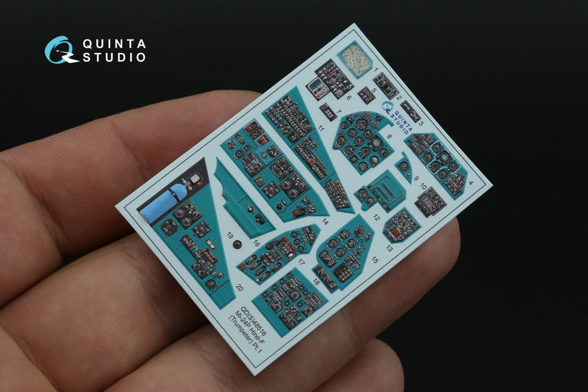 Quinta Studio QDS+48516 Mi-24P Hind-F Intérieur coloré imprimé en 3D sur papier décalcomanie (Trumpeter) (petite version) (avec pièces en résine imprimées en 3D) 1/48 – image 5