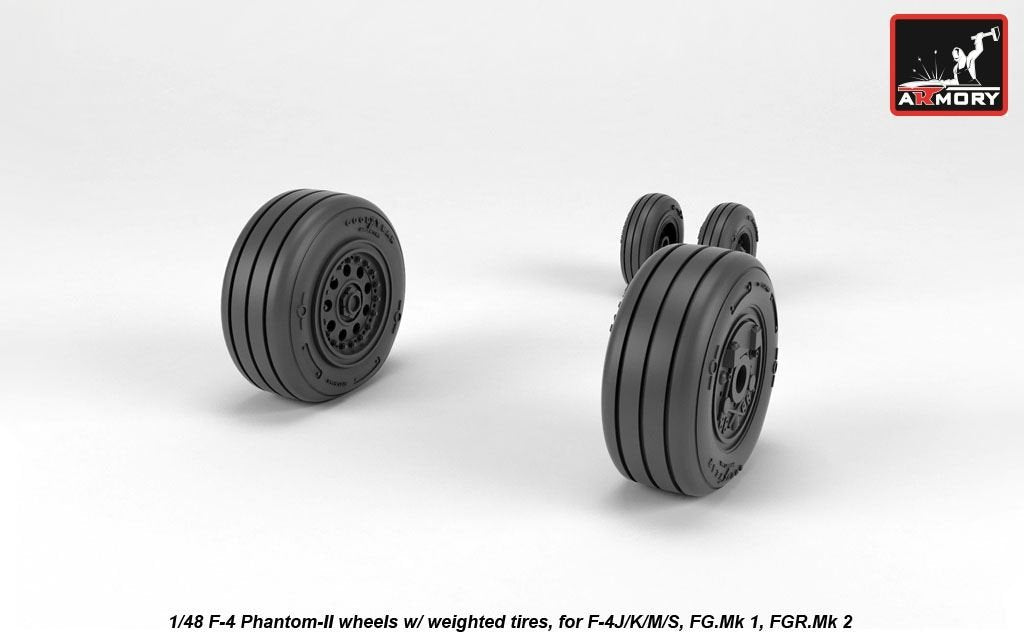 Armory Models AW48325 F-4 Phantom-II wheels w/ weighted tires, late 1/48 – immagine 2