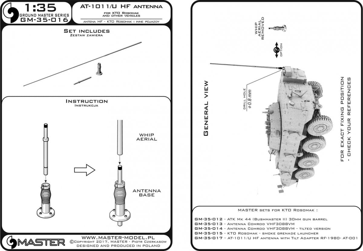 Master GM-35-016 Modern AFV Antenna AT-1011/U HF for KTO Rosomak and other vehicles 1/35 – imagen 5
