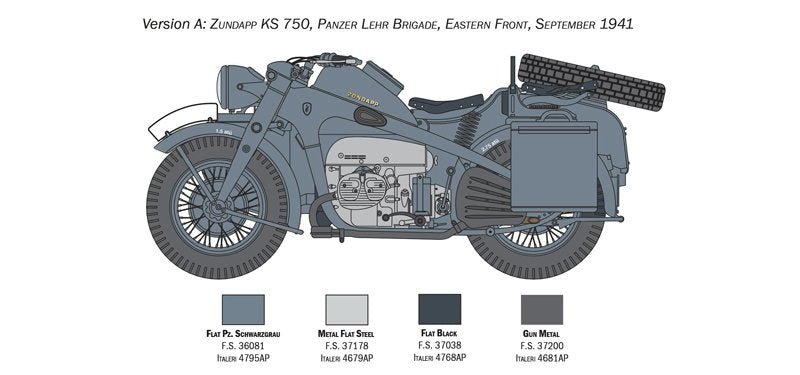 Italeri 7406 ZUNDAPP KS 750 with Sidecar 1/9 – zdjęcie 5