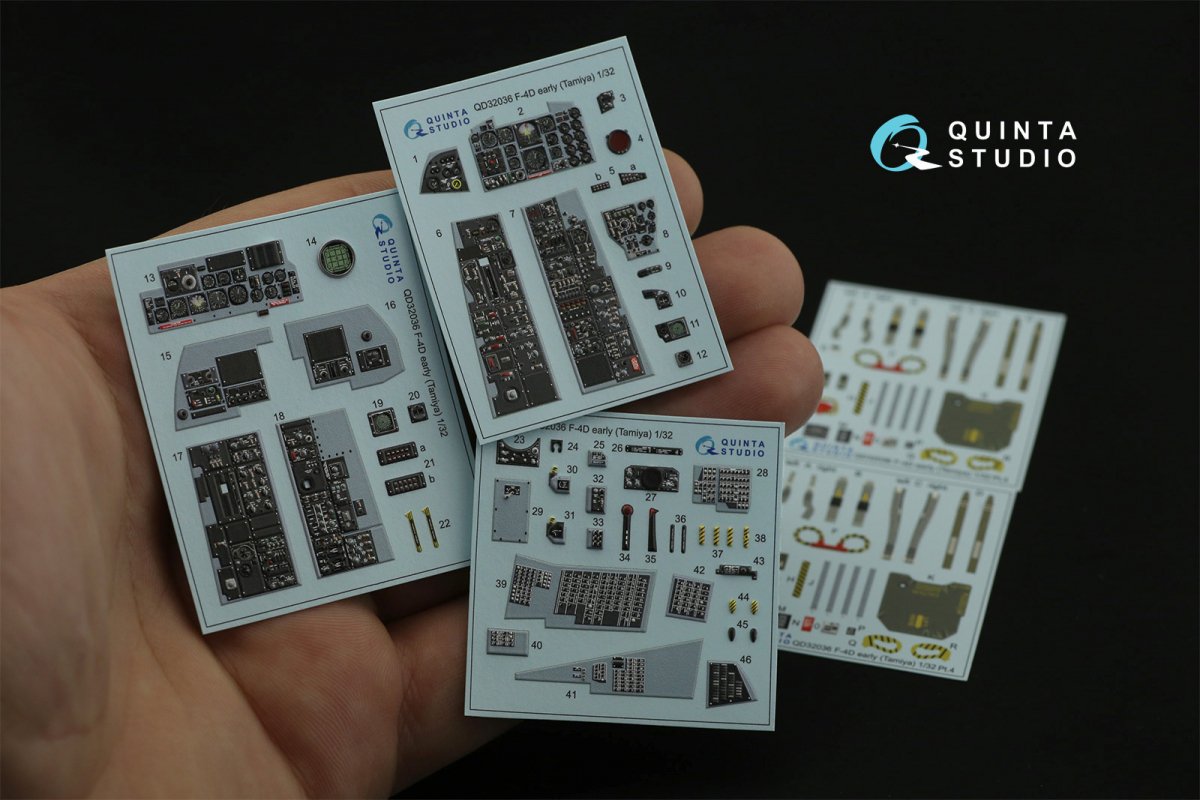 Quinta Studio QD32036 F-4D 3D-Printed &amp;amp; coloured Interior on decal paper (Tamiya) 1/32 – immagine 7