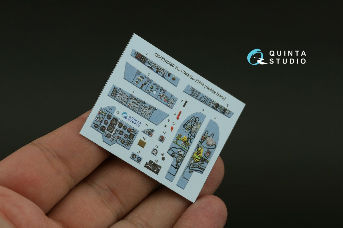 Quinta Studio QD+48480 Su-17M4/Su-22M4 3D-Printed &amp;amp; coloured Interior on decal paper (Hobby Boss) (with 3D-printed resin parts) 1/48 – immagine 3