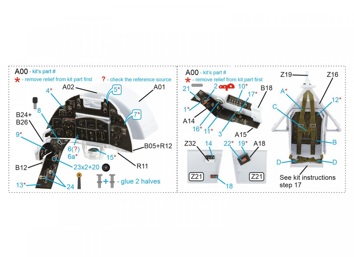 Quinta Studio QD24002 Hawker Typhoon (Car Door) 3D-Printed &amp;amp; coloured Interior on decal paper (Airfix) 1/24 – Bild 12