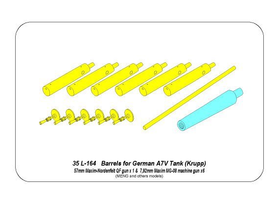 Aber 35L-164 Barrels for German WWI A7V Tank 1/35 – immagine 10