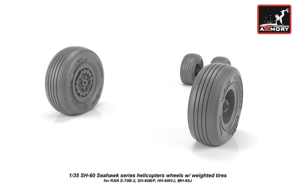 Armory Models AW35302 SH-60 Seahawk wheels w/ weighted tires 1/35 – Bild 2