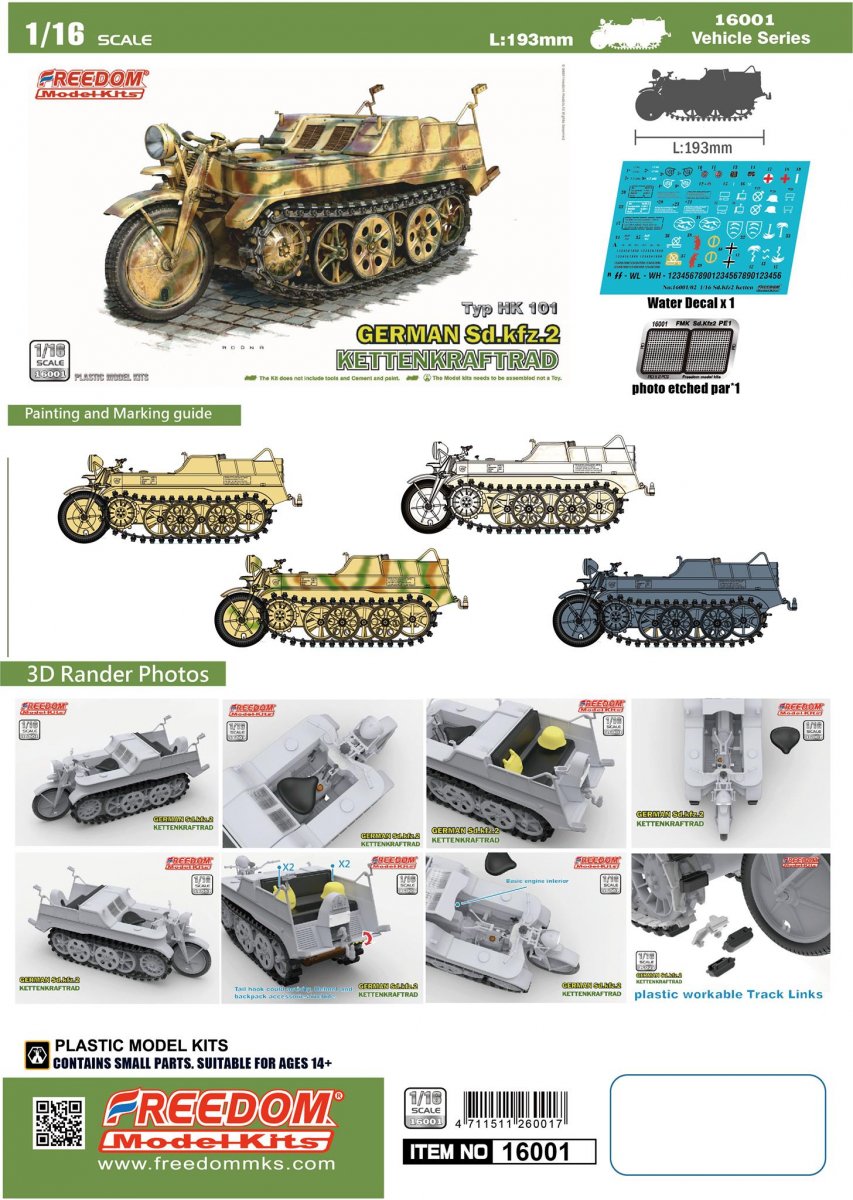 Freedom 16001 Sd.Kfz. 2 Kettenkraftrad Typ HK 101 1/16 – Bild 2