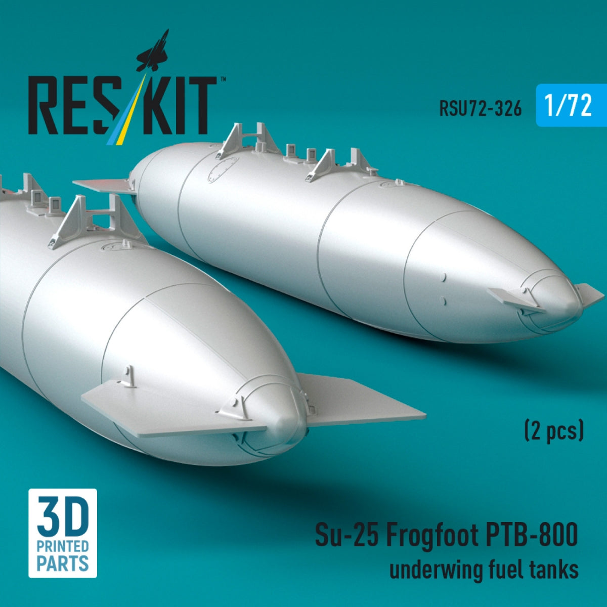 RESKIT RSU72-0326 Su-25 Frogfoot PTB-800 underwing fuel tanks (2 pcs) (3D Printed) 1/72