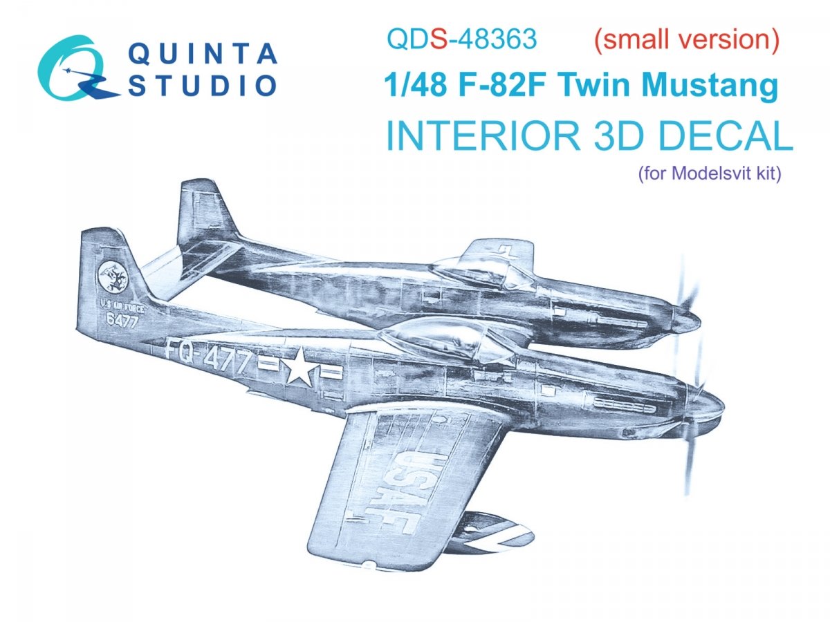 Quinta Studio QDS-48363 F-82F Twin Mustang 3D-Printed &amp;amp; coloured Interior on decal paper (Modelsvit) (Small version) 1/48