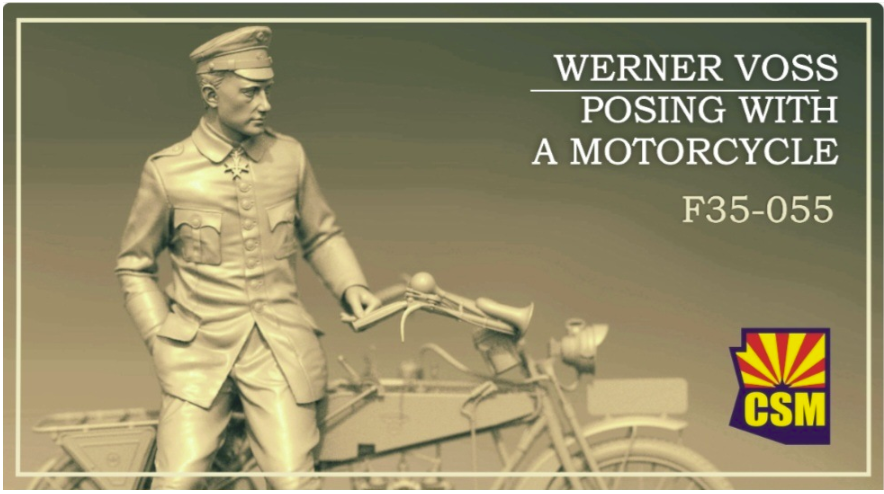 Copper State Models F35-055 Werner Voss posing with a motorcycle (Motorcycle not included) 1/35